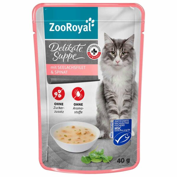 ZooRoyal Delikate Suppe mit Seelachsfilet und Spinat 16x40g