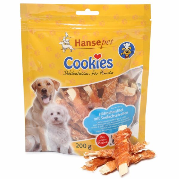 Hansepet Hundesnack Cookies Delikatess-Hähnchenfilet mit Seelachsstreifen 6x200g