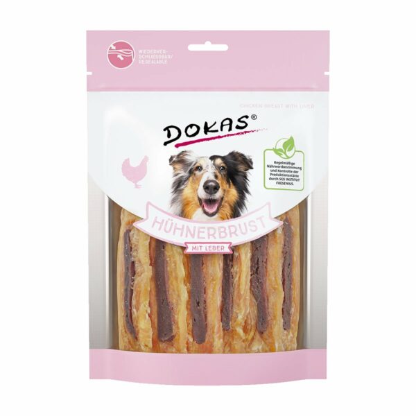 Dokas Hundesnack Hühnerbrust mit Leber 8x220g