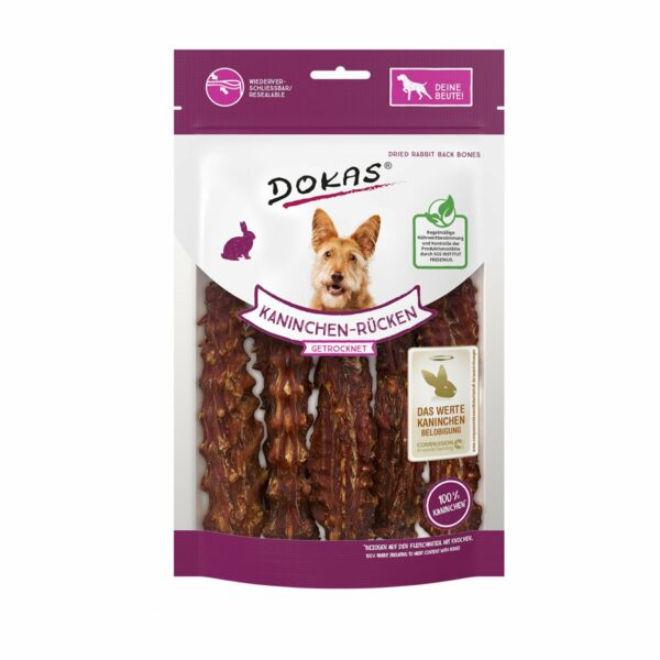 Dokas Hundesnack Kaninchenrücken getrocknet 120g