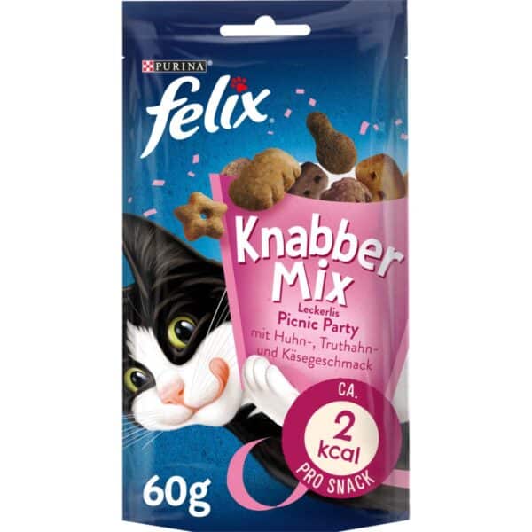 FELIX KnabberMix Picnic Party Katzensnack bunter Mix 8x60g