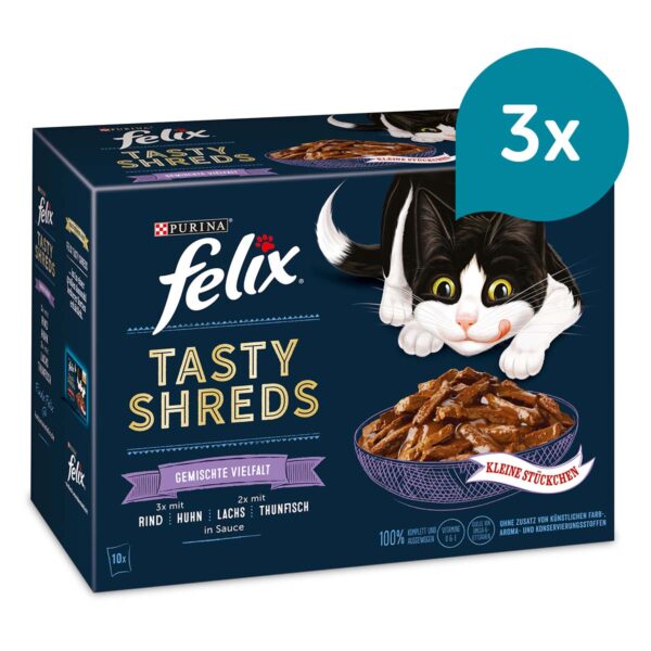 FELIX Tasty Shreds Gemischte Vielfalt 30x80g