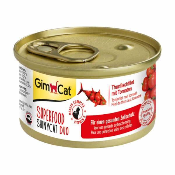 GimCat Superfood ShinyCat Duo Thunfischfilet mit Tomaten 24x70g