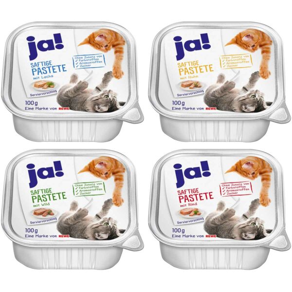 ja! Katzennassfutter Mixpaket Saftige Pastete 32x100g