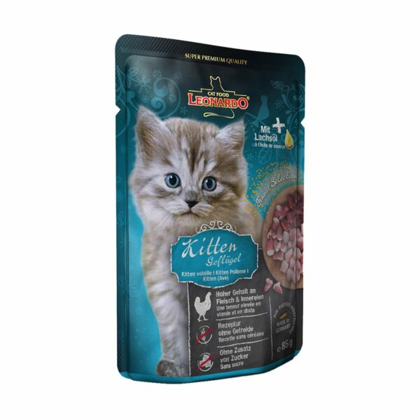 Leonardo Finest Selection Kitten Geflügel pur mit Lachsöl 32x85g