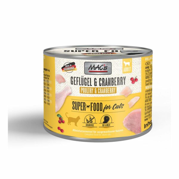 MAC's Cat Fleischmenü Geflügel und Cranberry 12x200g