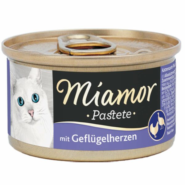 Miamor zarte Fleischpastete mit Geflügelherzen 24x85g