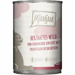 MjAMjAM herzhaftes Wild und Kaninchen an fruchtigen Heidelbeeren 24x400g