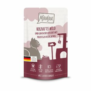 MjAMjAM Quetschie herzhaftes Wild und Kaninchen an fruchtigen Heidelbeeren 48x125g