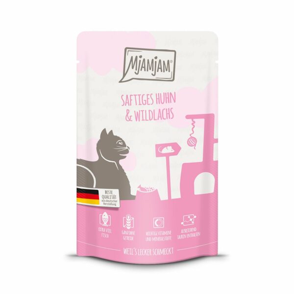 MjAMjAM Quetschie saftiges Huhn und Wildlachs 12x125g