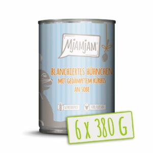 MjAMjAM blanchiertes Hühnchen mit Kürbis an Soße. 6x380g