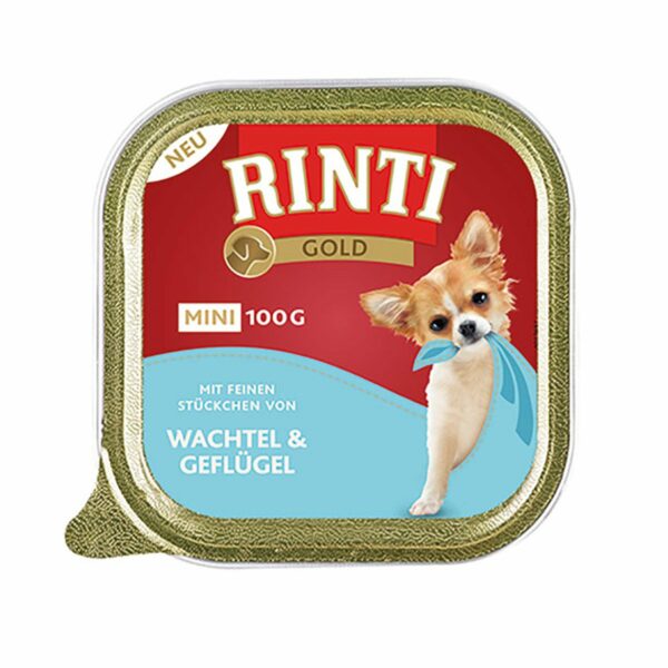 Rinti Hundenassfutter Gold Mini Wachtel & Geflügel 48x100g