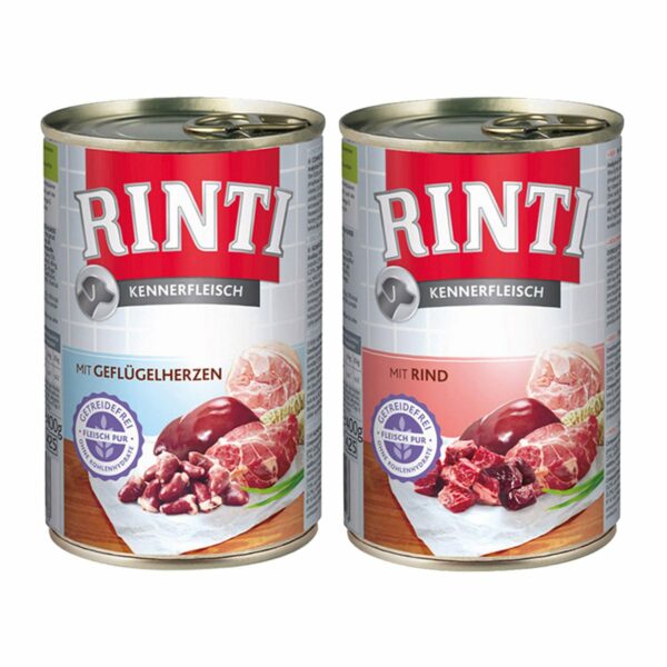 Rinti Kennerfleisch Mix Rind & Geflügelherzen 24x400g