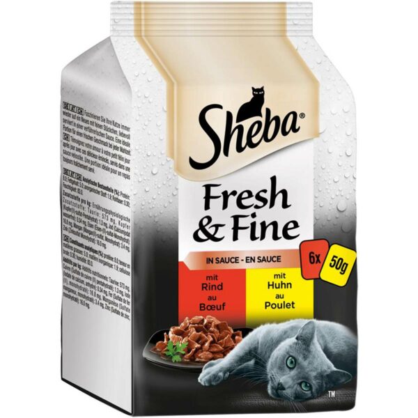 Sheba Fresh & Fine in Sauce mit Rind & Huhn 72x50g