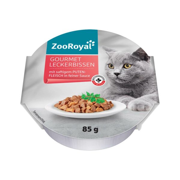 ZooRoyal Gourmet Leckerbissen mit saftigem Putenfleisch in feiner Sauce 24x85g