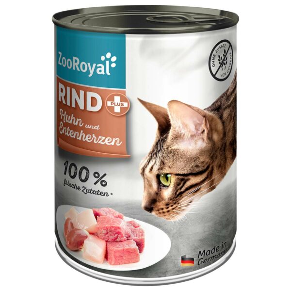 ZooRoyal Katze Rind + Huhn & Entenherzen 12x400g