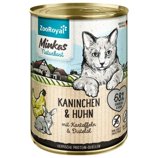 ZooRoyal Minkas Kaninchen und Huhn mit Kartoffeln 12x400g