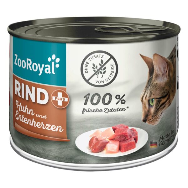 ZooRoyal Rind + Huhn & Entenherzen 6x200g